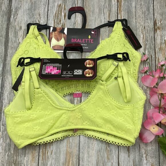 Women’s Juniors Triangle Floral Lace Bralette Bra 2-Pack - Picture 2 of 6